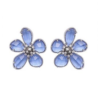 AGP PARIS Blue Rhapsody Floral Stud Earrings