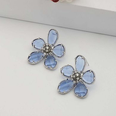 AGP PARIS Blue Rhapsody Floral Stud Earrings