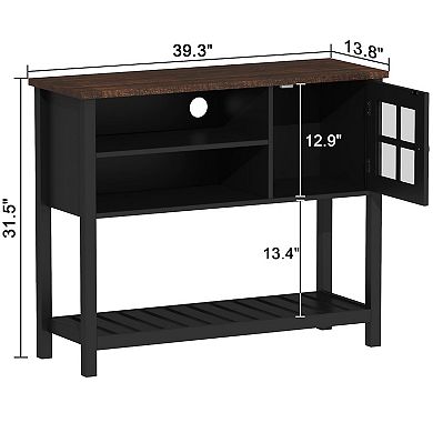 Farmhouse-style sideboard, coffee bar cabinet with storage and glass doors