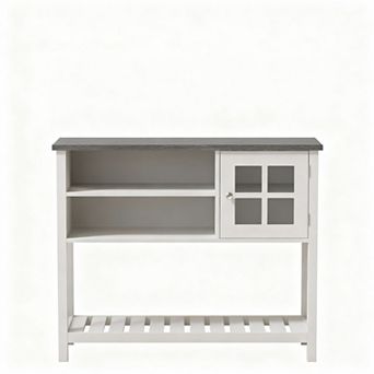 Farmhouse-style sideboard, coffee bar cabinet with storage and glass doors