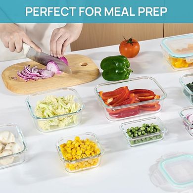 8-Pack Glass Food Storage Containers with Airtight Lids, BPA-Free