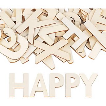 Great Ambitions 4" Wooden Letters - 52 pc Wood Alphabet for Crafts,Unfinished Wood for Painting