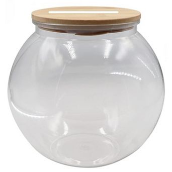 Great Ambitions Large Clear Coin Bank Jar with Slotted Lid,3/4 Gallon Plastic Money Tip Change