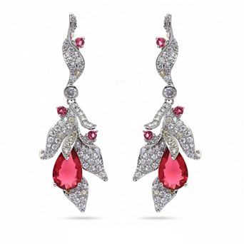 AGP PARIS Red Leaf Motif Drop Earrings