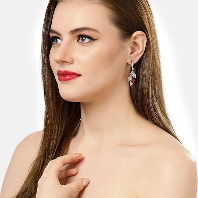 AGP PARIS Red Leaf Motif Drop Earrings