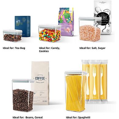 Airtight Pop-Up Food Storage Containers 5-Pack, 0.63.5Qt, Clear Pantry Organizer