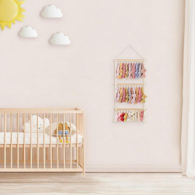 Great Ambitions Macrame Jewelry Organizer Wall Hanger, 30 Hooks, No Jewelry Included