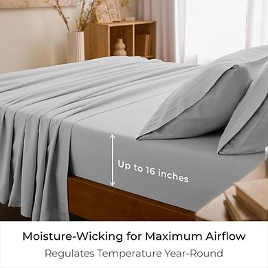 Great Ambitions 4 PC Hotel Luxury Sheets Set - Cooling, Wrinkle Resistant, Extra Soft (Queen)