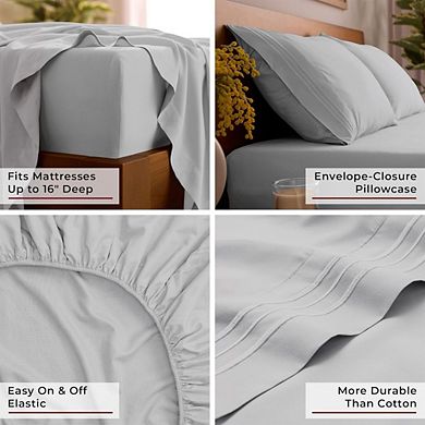 Great Ambitions 4 PC Hotel Luxury Sheets Set - Cooling, Wrinkle Resistant, Extra Soft (Queen)