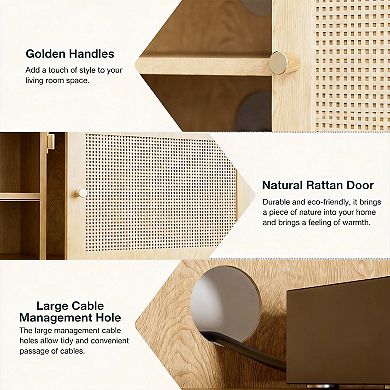 Bohemian Style 65-Inch TV Stand with Storage