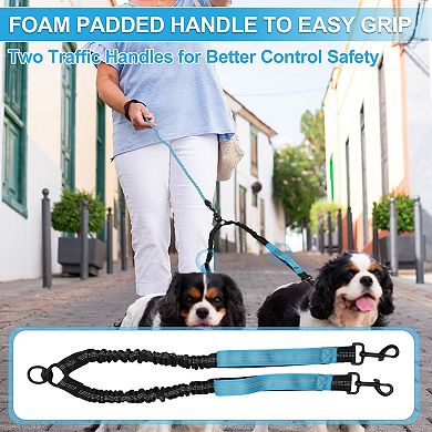 Double Dog Leash, Hands-Free Dual Dog Leash with Comfortable Padded Handle, Adjustable Length, 1 Set