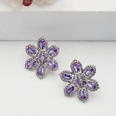 AGP PARIS Lilac Floral Stud Earrings