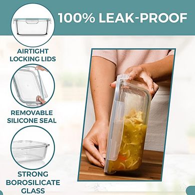 4-Piece Glass Food Storage Containers with Airtight Lids, BPA-Free
