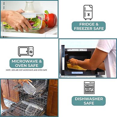 4-Piece Glass Food Storage Containers with Airtight Lids, BPA-Free