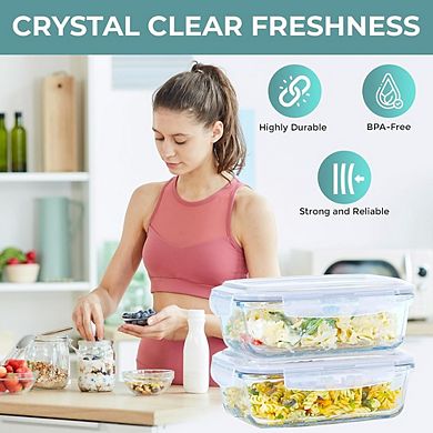 4-Piece Glass Food Storage Containers with Airtight Lids, BPA-Free