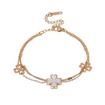 AGP PARIS Diva Double Layered Floral Chain Bracelet