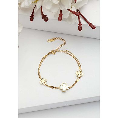 AGP PARIS Diva Double Layered Floral Chain Bracelet