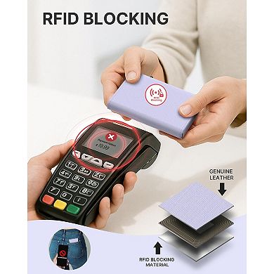 Genuine Leather Wallet Card Holder with Pop Up and RFID Blocking