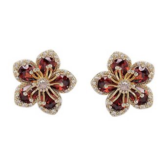 AGP PARIS Red Dainty Floral Stud Earrings