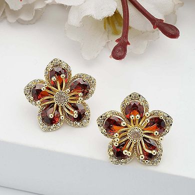 AGP PARIS Red Dainty Floral Stud Earrings