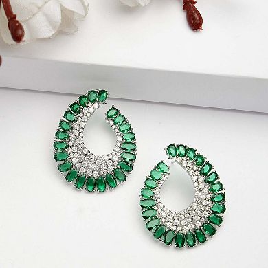 AGP PARIS Diva Collection White Finish Zircon Stud Earrings