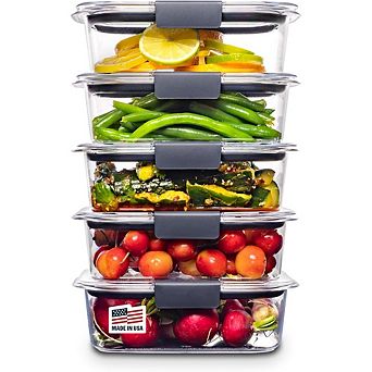5 pc BPA-Free Food Storage Containers with Airtight Lids, 3.2 cup Each