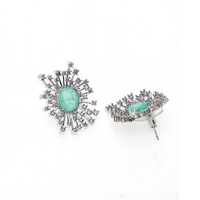 AGP PARIS Light Purple Snowflake Oval Stud Earrings