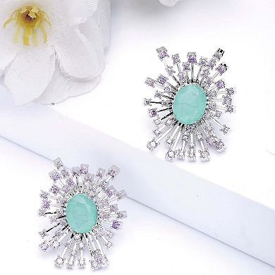 AGP PARIS Light Purple Snowflake Oval Stud Earrings