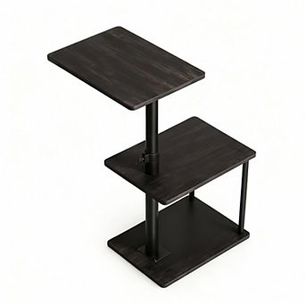 Adjustable Height Swivel Side Table with Storage for Living Room