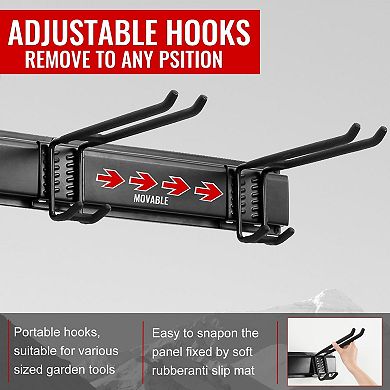Great Ambitions Garage Tool Organizer Wall Mount Heavy Duty 48"Storage Rack with 6 Adjustable Hooks