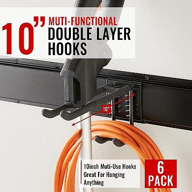 Great Ambitions Garage Tool Organizer Wall Mount Heavy Duty 48"Storage Rack with 6 Adjustable Hooks