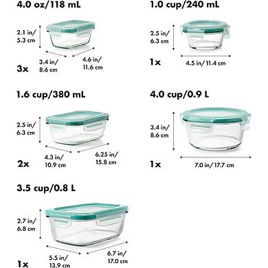 16-Piece Glass Airtight Food Storage Container Set with Smart Seal Lids for Everyday Use