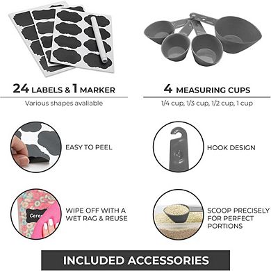 48-Piece Airtight Kitchen Storage Containers with Lids, Labels, Marker & Measuring Spoons
