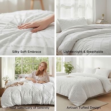 Boho Queen Duvet Cover Set, Breathable & Soft 3pc with Zipper, All Seasons