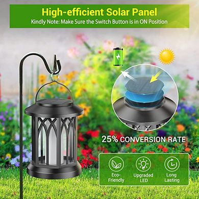 Great Ambitions 4 Pack Solar Lanterns Outdoor Waterproof Hanging Flame Lights for Patio & Yard