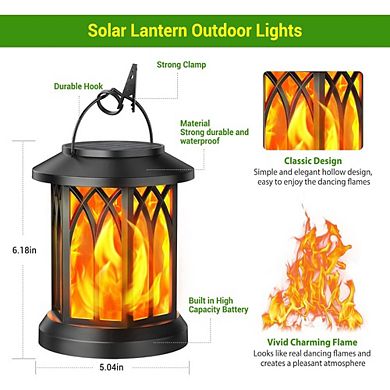 Great Ambitions 4 Pack Solar Lanterns Outdoor Waterproof Hanging Flame Lights for Patio & Yard