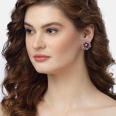 AGP PARIS Ruby-Red Floral Earrings