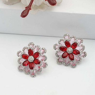 AGP PARIS Ruby-Red Floral Earrings