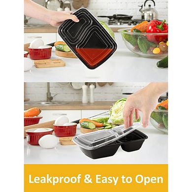 32 oz 2-Compartment Meal Prep Containers, 60-Piece Plastic Food Storage Set