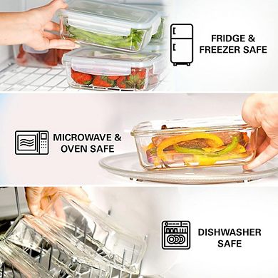 16-Piece Glass Meal Prep Containers with Lids, Airtight, Leakproof, Freezer to Oven Safe