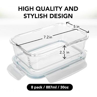 16-Piece Glass Meal Prep Containers with Lids, Airtight, Leakproof, Freezer to Oven Safe