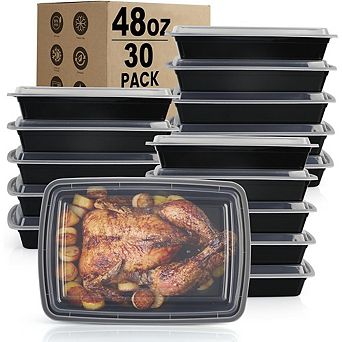 30-Pack 48oz Meal Prep Food Storage Containers with Lids, BPA-Free