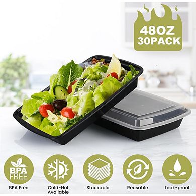 30-Pack 48oz Meal Prep Food Storage Containers with Lids, BPA-Free