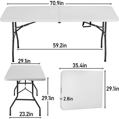 Great Ambitions 6FT Picnic Table Folding Table Camping Table Plastic Table Fold Up Table Lock