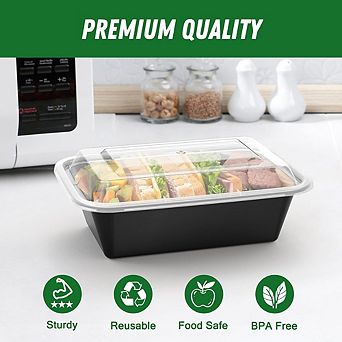 50-Pack Reusable 24 oz Meal Prep Containers with Lids, Leakproof & Food Safe