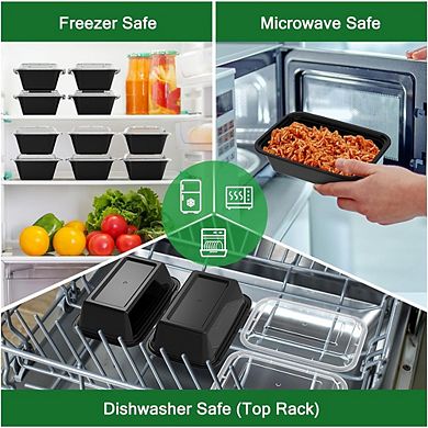 50-Pack Reusable 24 oz Meal Prep Containers with Lids, Leakproof & Food Safe