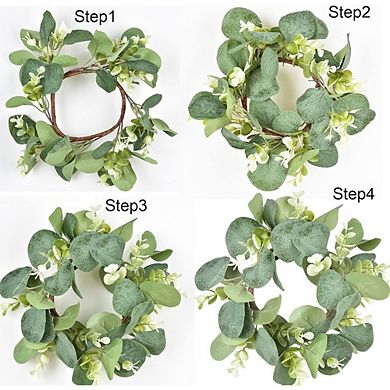 "4Pcs Eucalyptus Wreaths for Kitchen Cabinets & Home Décor - 9 Inch Artificial Greenery"
