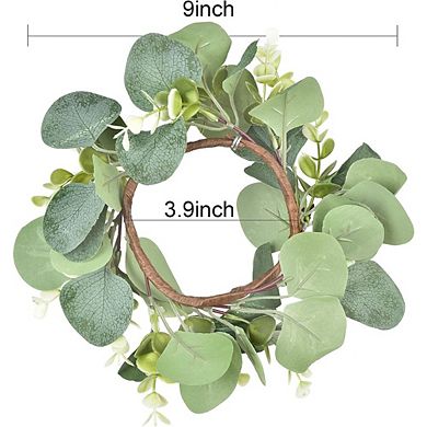 "4Pcs Eucalyptus Wreaths for Kitchen Cabinets & Home Décor - 9 Inch Artificial Greenery"