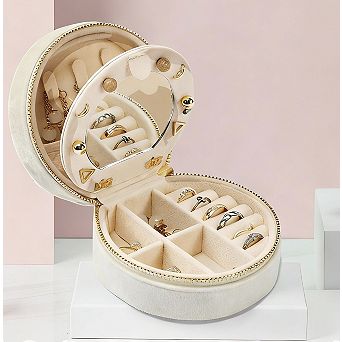 Small Velvet Jewelry Case for Travel - Holds Earrings, Rings, Necklaces