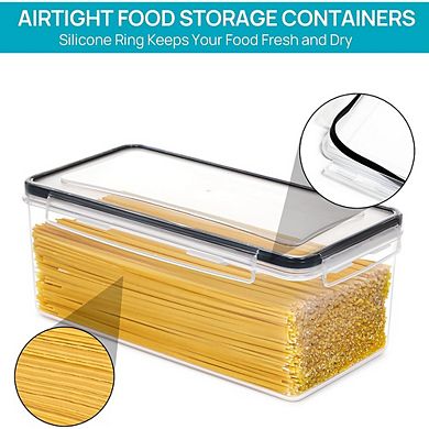 Airtight Kitchen Storage Containers, 4-Pack 3.2L Plastic Pasta Canisters, BPA-Free